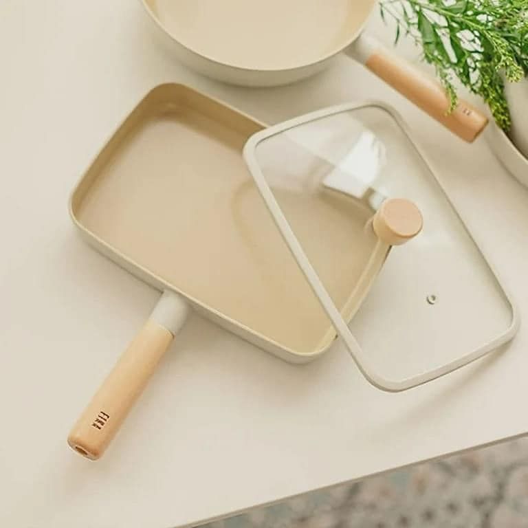 Chảo hình chữ nhật 29cm kèm vung kính