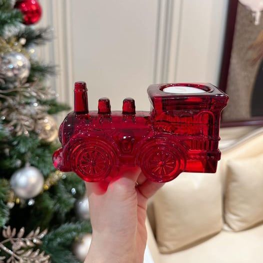 Chân nến pha lê hình toa xe lửa Godinger Train Engine Votive