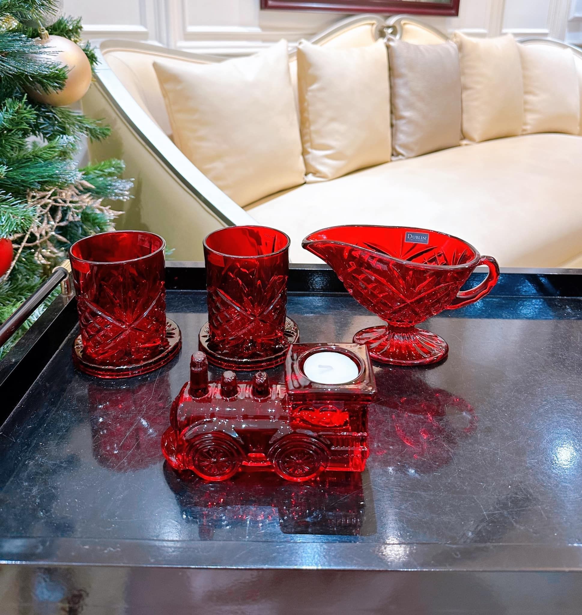 Chân nến pha lê hình toa xe lửa Godinger Train Engine Votive