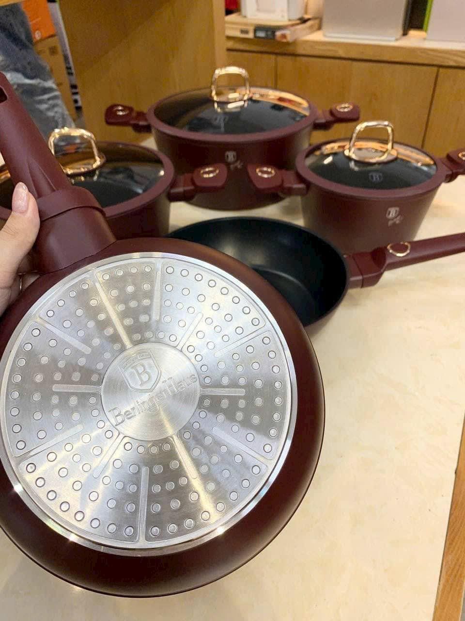 Bộ 5 nồi chảo món Berlinger Haus BH/8050 màu đỏ mận - Leonardo Collection