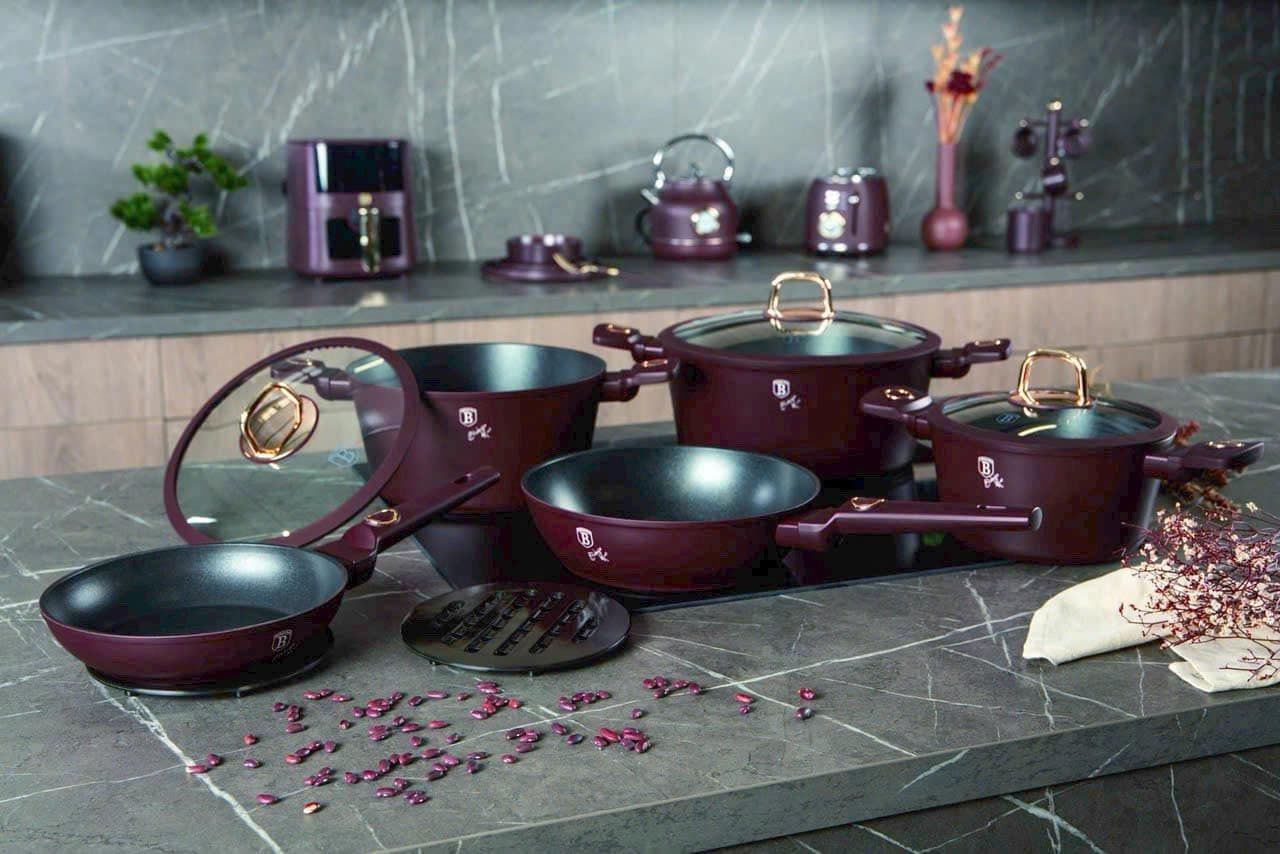 Bộ 5 nồi chảo món Berlinger Haus BH/8050 màu đỏ mận - Leonardo Collection