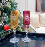 Bộ ly Champagne pha lê màu Marika hoa văn cối xay Olive