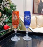 Bộ ly Champagne pha lê màu Marika hoa văn cối xay Olive