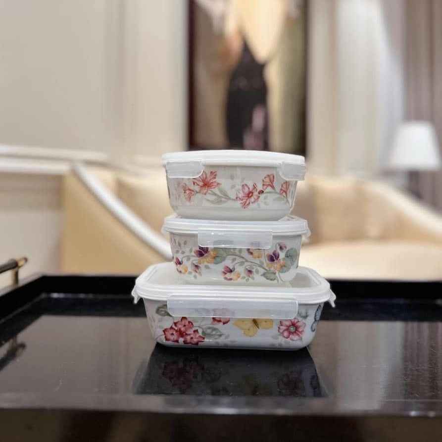 Bộ hộp đựng thực phẩm 3 món Lenox ButterButterfly Meadow
