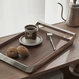 Khay gỗ nâu tay cầm Inox Creative Design