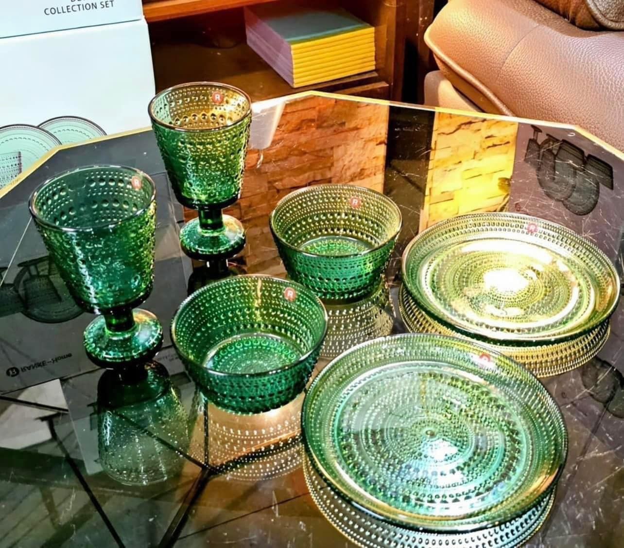 Bộ bát đĩa cốc 6 món Ranke Home EU màu xanh ngọc bích