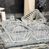 Bộ 4 thố mứt thuỷ tinh pha lê có nắp kèm khay