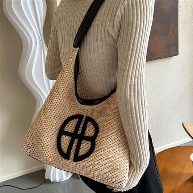 Túi tote đi biển đeo vai phối cói da