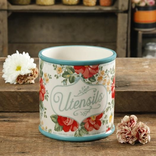 Hũ đựng dụng cụ nấu ăn hình trụ The Pioneer Woman Vintage Floral
