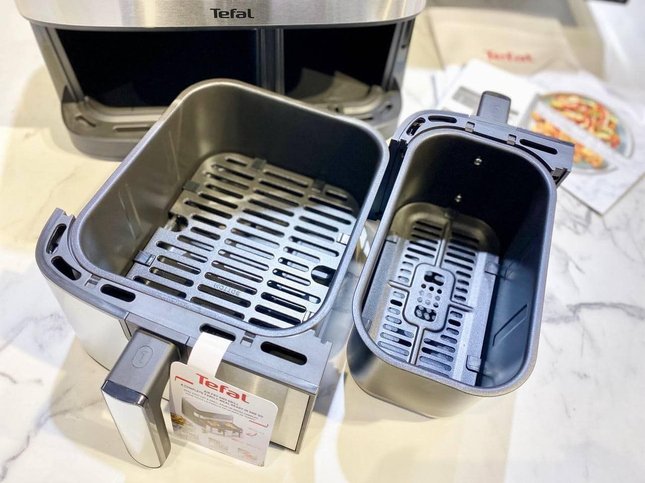 Nồi chiên không dầu điện tử Tefal Dual Easy Fry & Grill EY905D10 8,3L