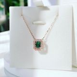 Bộ bông tai và vòng cổ Swarovski Millenia đá vuông xanh lá
