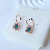 Bộ bông tai và vòng cổ Swarovski Millenia đá vuông xanh lá