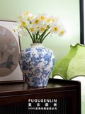 Bình hoa sứ Retro Blue Fugusenlin