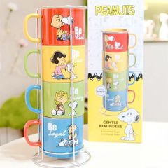 Bộ 4 cốc sứ Snoopy kèm giá đỡ