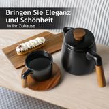 Bộ ấm trà sứ quai gỗ Miamio