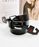 Thắt lưng da bò Boss màu đen bản 35mm khâu tay