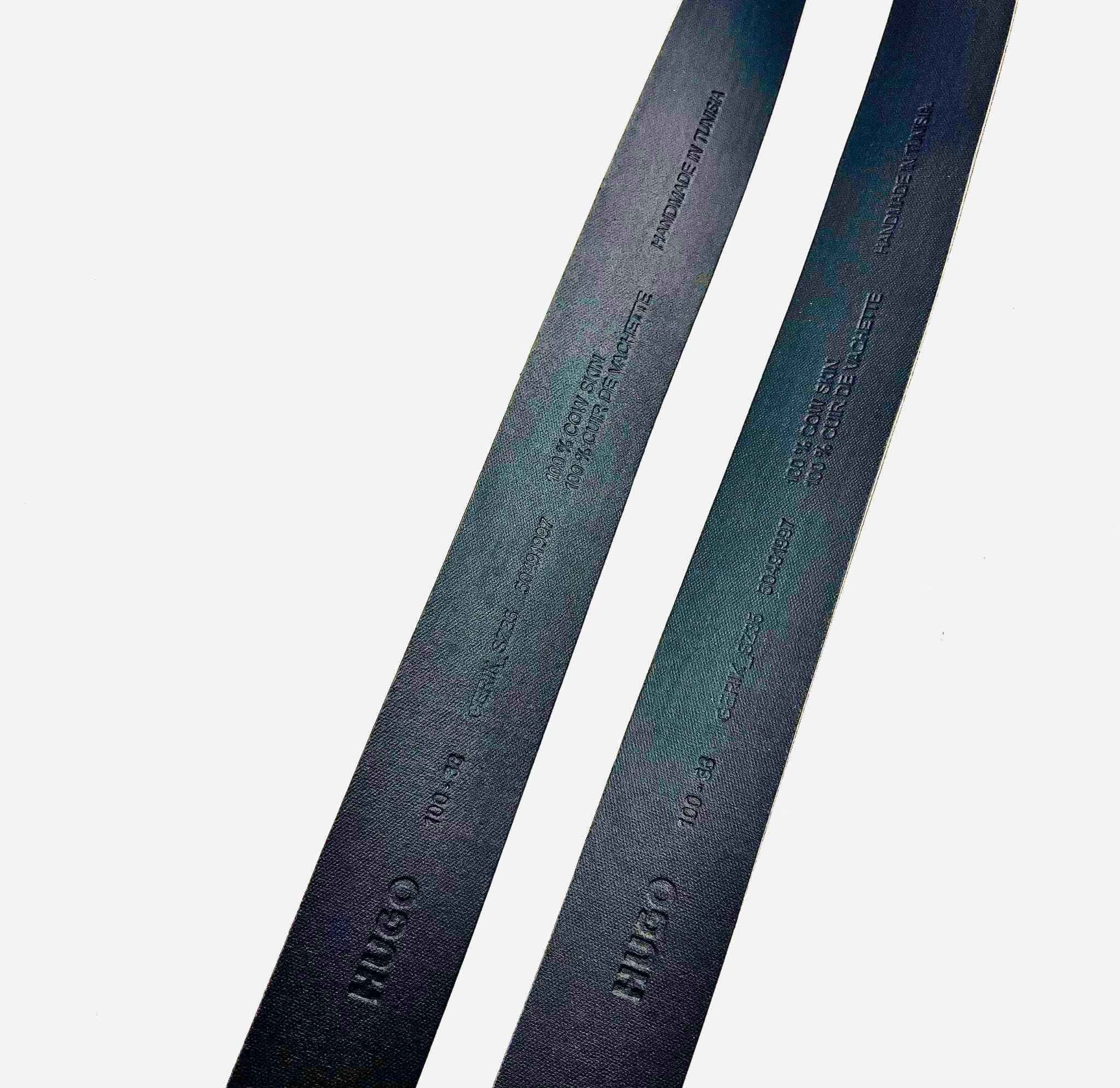 Thắt lưng da bò Boss màu đen bản 35mm khâu tay