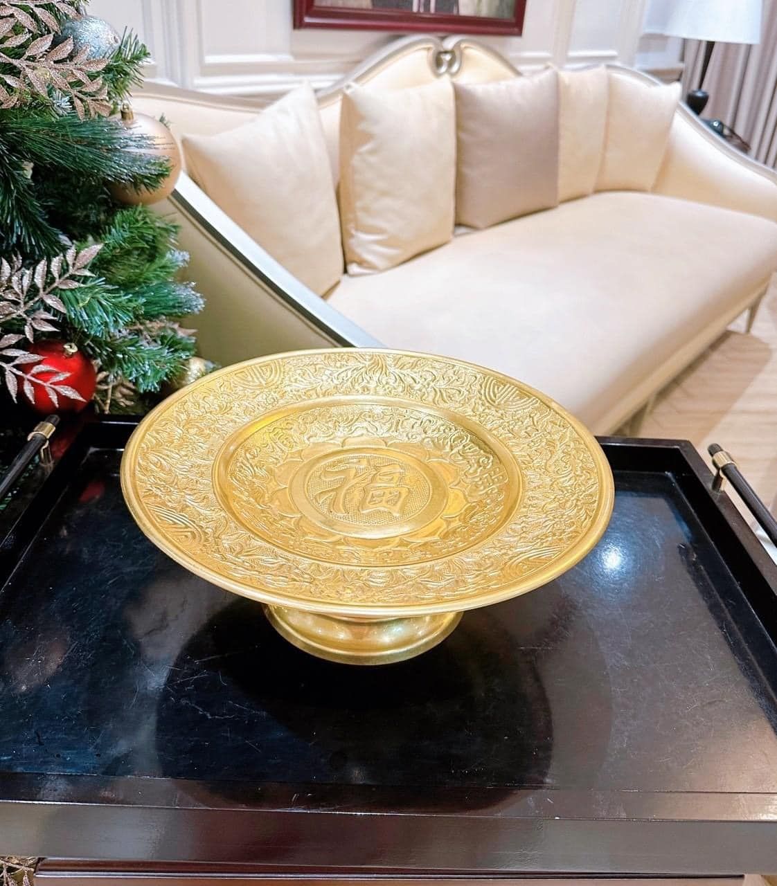 Chân bồng hoa quả dát vàng 9999