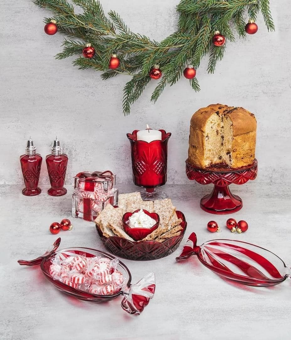 Chân bồng pha lê Dublin đỏ 20cm