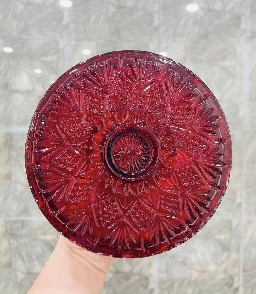 Chân bồng pha lê Dublin đỏ 20cm