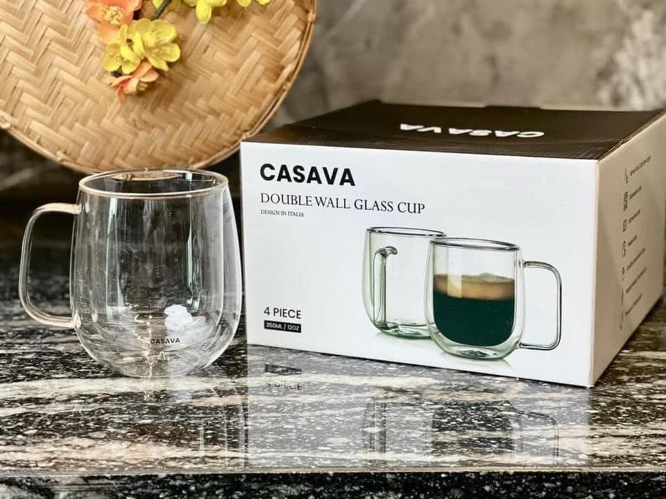 Bộ 4 cốc 2 lớp cách nhiệt có quai Bodum Casava italia 350ml