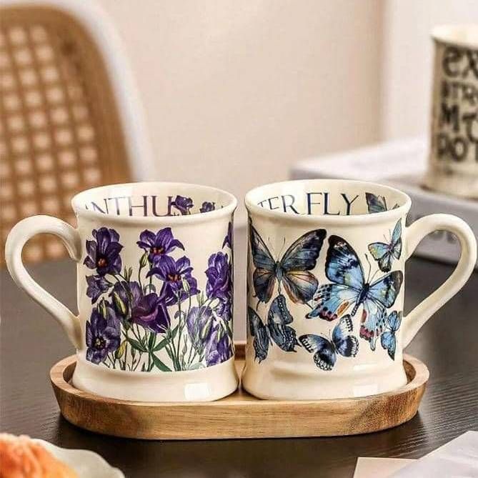 Bộ 2 cốc Cafe gốm sứ cao cấp Serry Retro Pháp