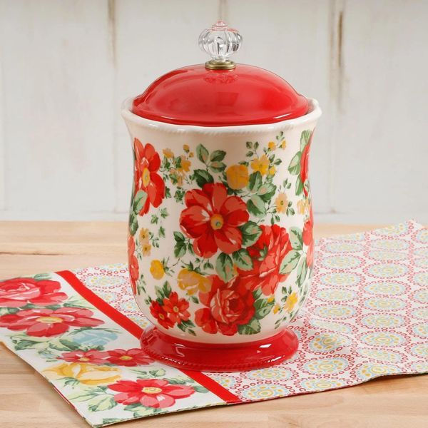 Hũ đựng The Pioneer Woman Vintage Floral màu đỏ