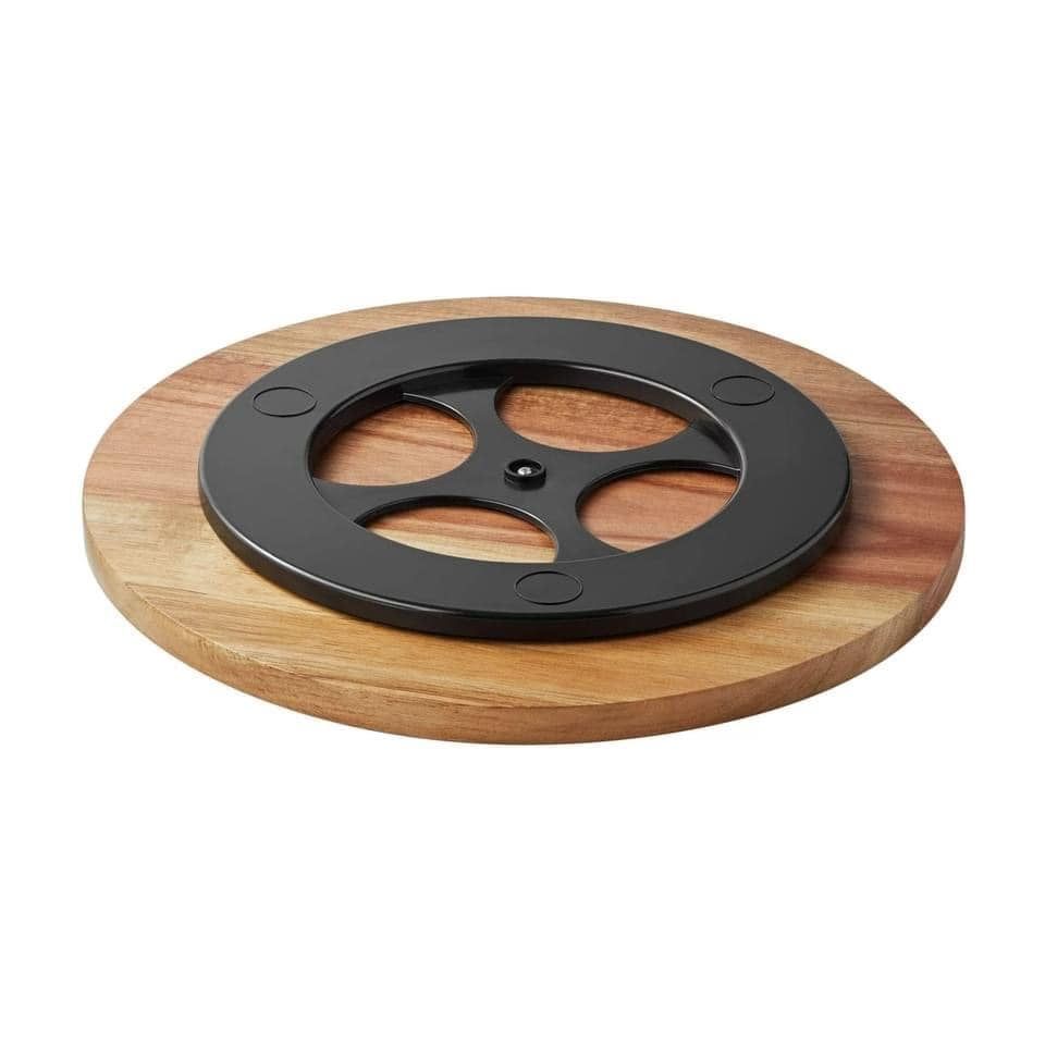 Khay sứ đế gỗ tròn xoay The Pioneer Woman Brilliant Blooms 32,5cm