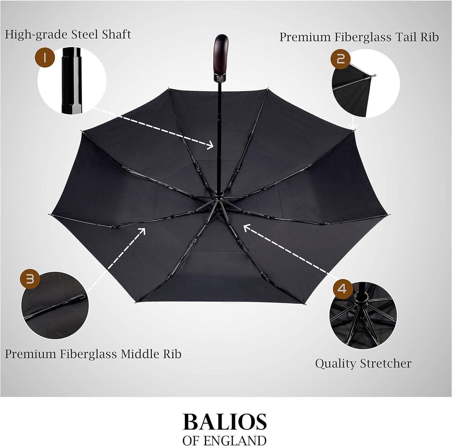 Ô đóng mở tự động Balios tay cầm bằng gỗ tự nhiên