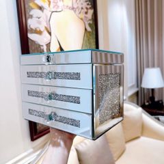 Hộp Đựng Đồ Trang Sức Tráng Gương 3 Ngăn