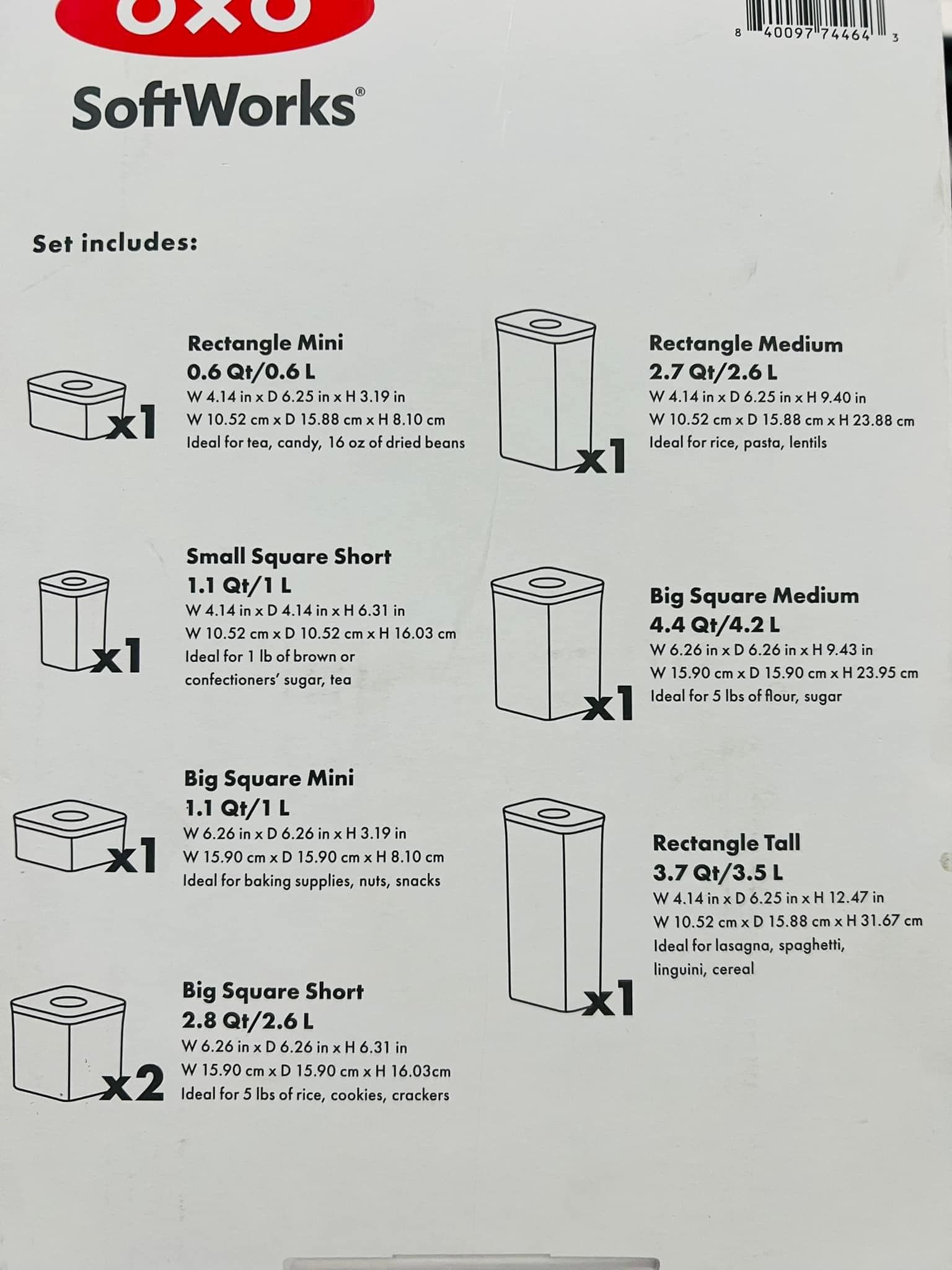 Bộ hộp đựng đựng đồ khô 8 món OXO SoftWorks
