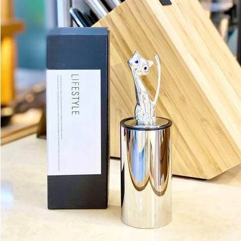 Hộp đựng tăm inox from Đan Mạch hình mèo