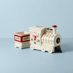 Thố kẹo hình đoàn tàu Lenox Holiday Figural Train Buffet Caddy vàng 24K