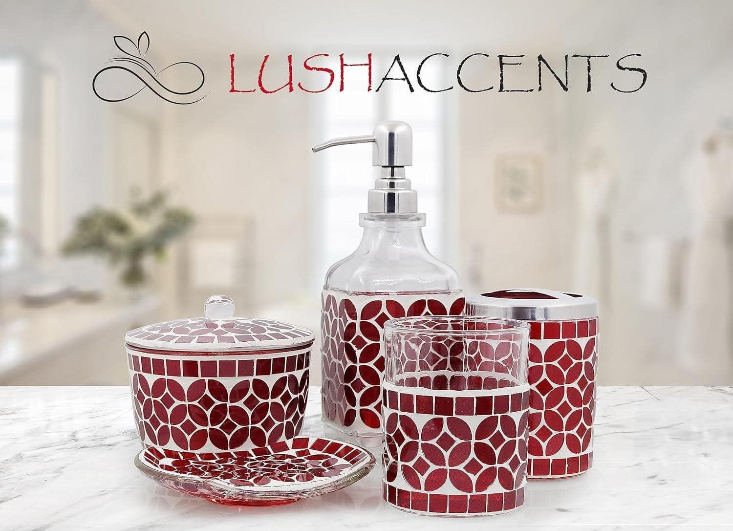 Bộ phụ kiện phòng tắm pha lê 5 món LushAccents