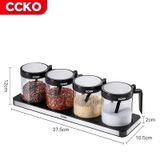 Hũ đựng gia vị thủy tinh CCKO có tay cầm kèm khay