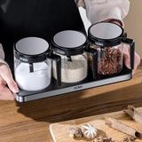 Hũ đựng gia vị thủy tinh CCKO có tay cầm kèm khay