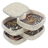 Hộp đựng trang sức phủ vân diamond xoay 4 lớp cao cấp