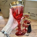 Bộ 6 ly vang Lorenzo màu vàng và đỏ hổ phách 270ml Made in Italy