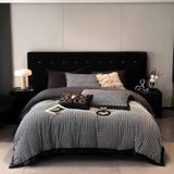 Bộ chăn ga gối nỉ mịn Jacquard nhuộm sợi 2 màu