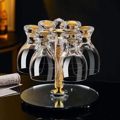  Bộ 6 ly pha lê mạ vàng đáy Aurzen kèm giá để cao cấp 
