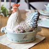 Âu sứ có nắp hình gà mái
