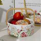 Giỏ sứ có tay cầm để bánh trái hoa mùa xuân