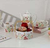Giỏ sứ có tay cầm để bánh trái hoa mùa xuân