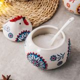 Bộ 3 hũ đựng gia vị con gà kèm khay thìa Tregoer