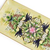 Đĩa/khay chữ nhật Wonderlust Waterlily sứ xương viền vàng 22K
