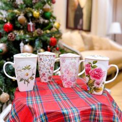  Cốc sứ cao cấp kèm nắp cực xinh 600ml 