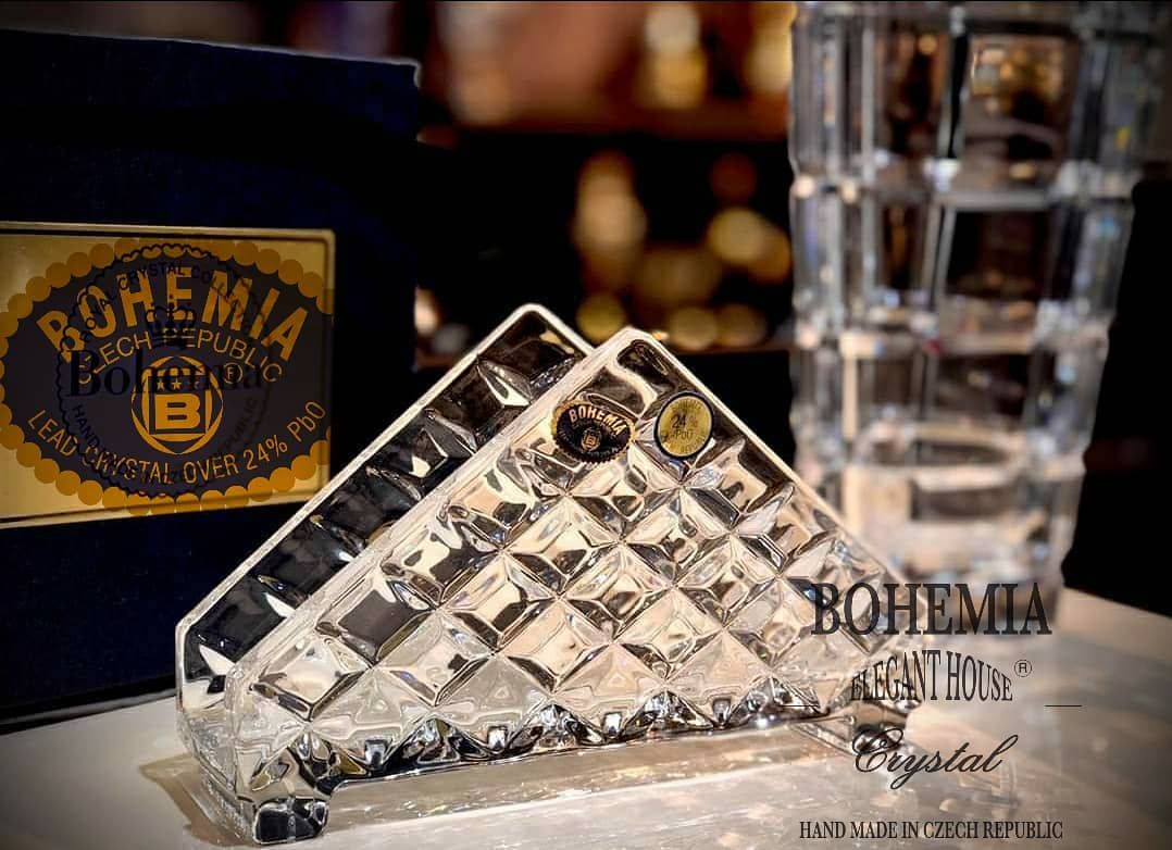 Khay kẹp giấy ăn để bàn pha lê Bohemia