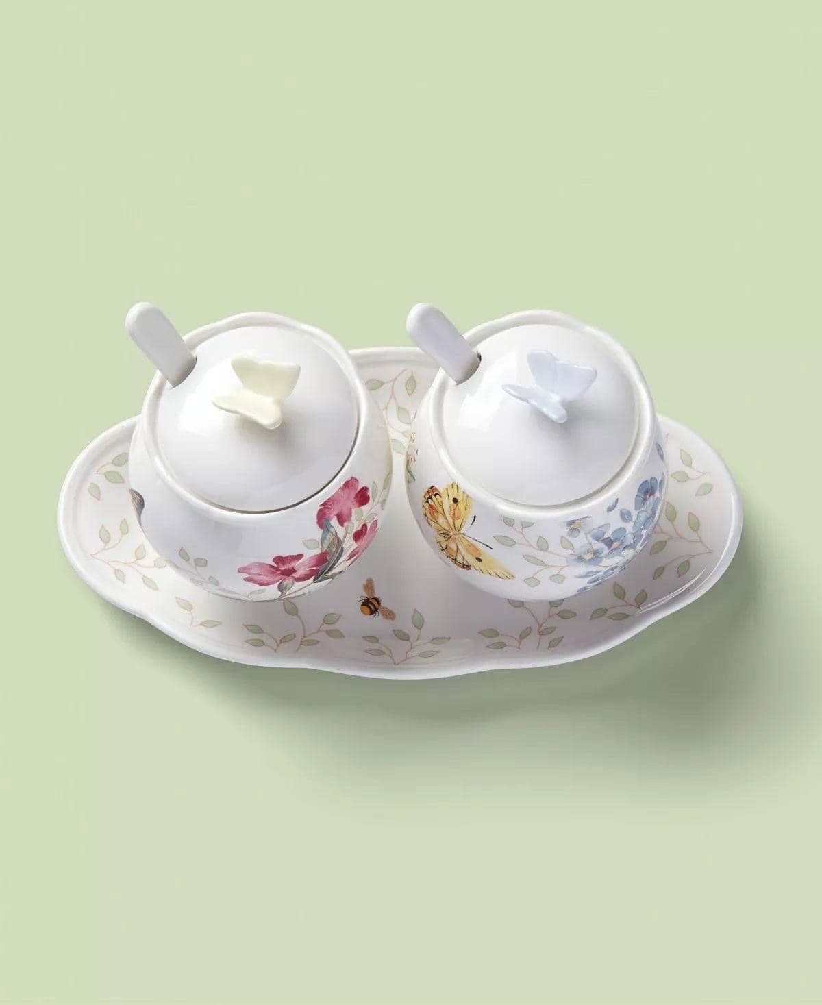 Bộ hũ gia vị kèm khay 7 món Lenox Butterfly Meadow