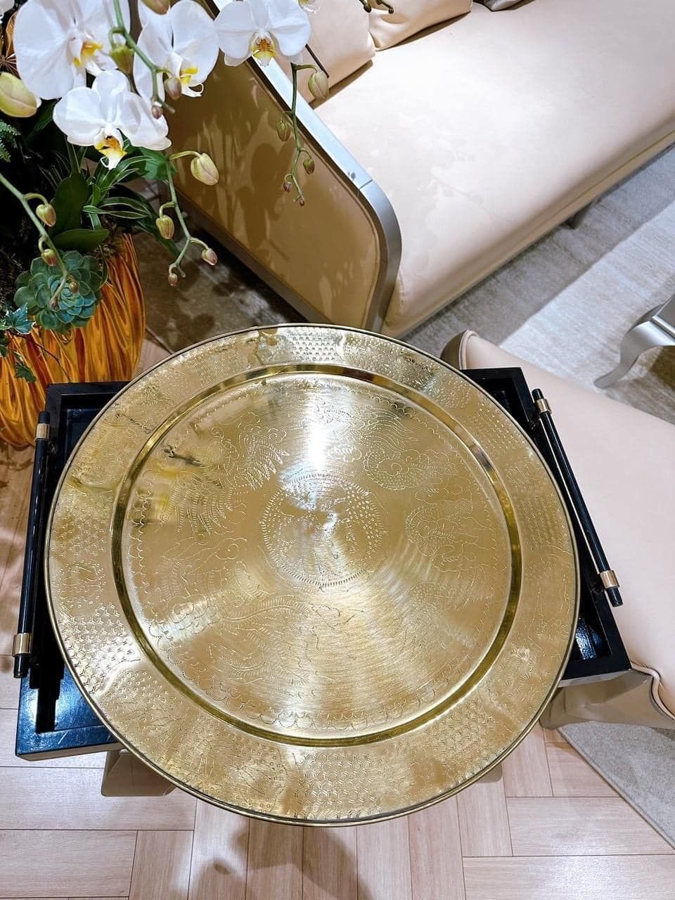 Khay đồng Handmade họa tiết Rồng