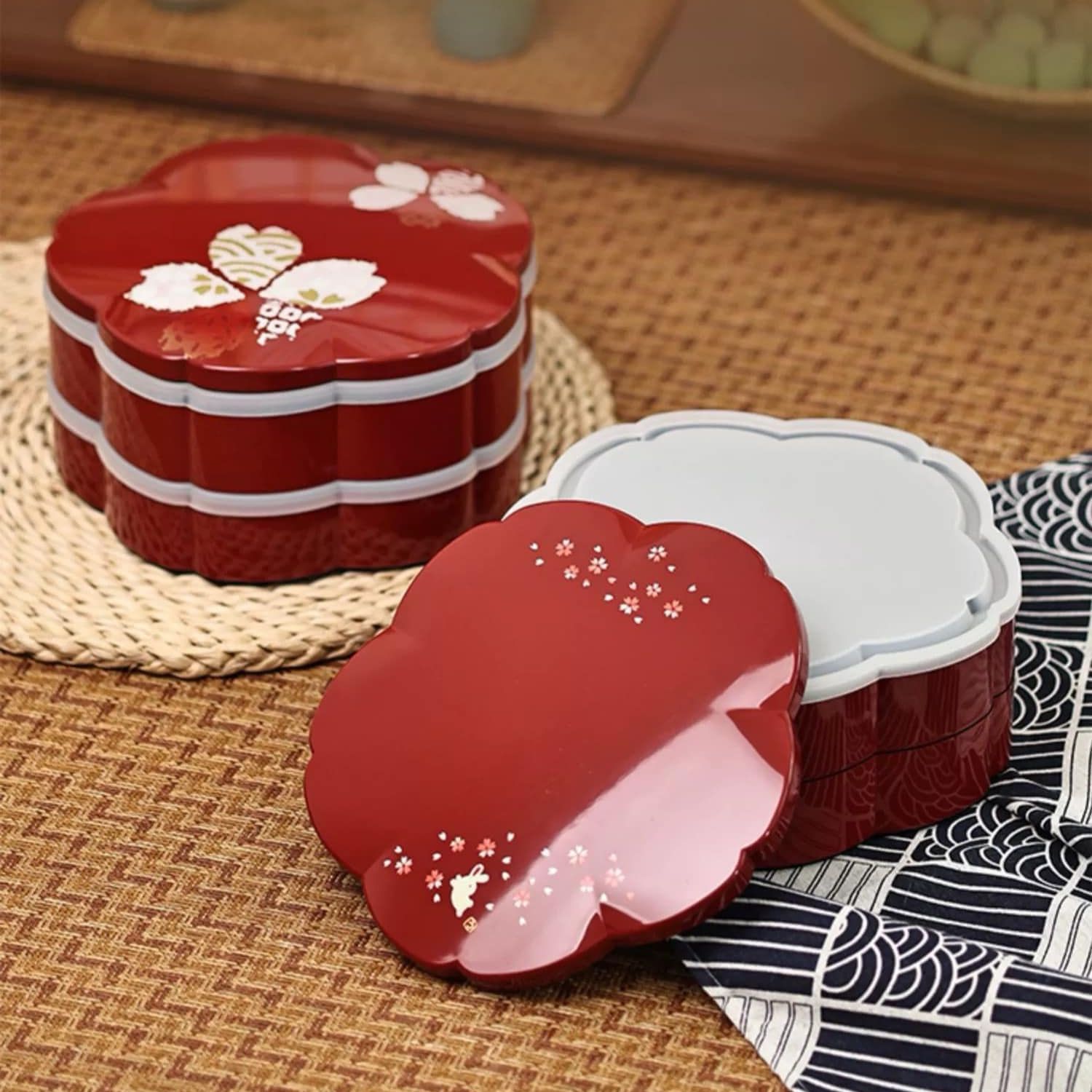 Khay mứt hoa đào đỏ 23cm